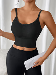 Women's Plus Size Sports Bra and Tank Top Set Ribbed Solid Color High Elastic