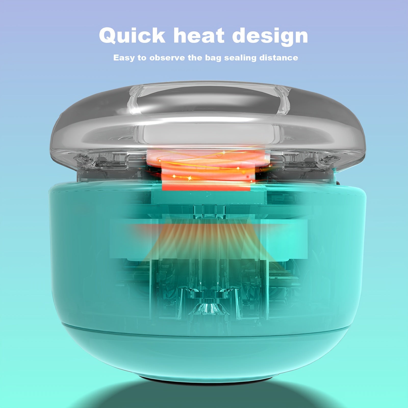 One piece Mini Vacuum Sealer with Heat Sealer and Cutter - qulay ikki birlikda portativ qurilma bo'lib, plastmassa saqlash paketlarini yopish va oziq-ovqat, yengil ovqatlar hamda pechenelarni yangi saqlash uchun ideal. Sevimli yengil ovqatlaringiz va