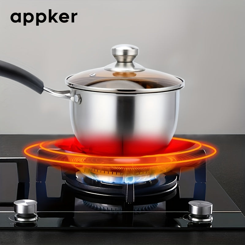 Stainless Steel Soup Pot with Glass Lid and Handle for Induction Cooking