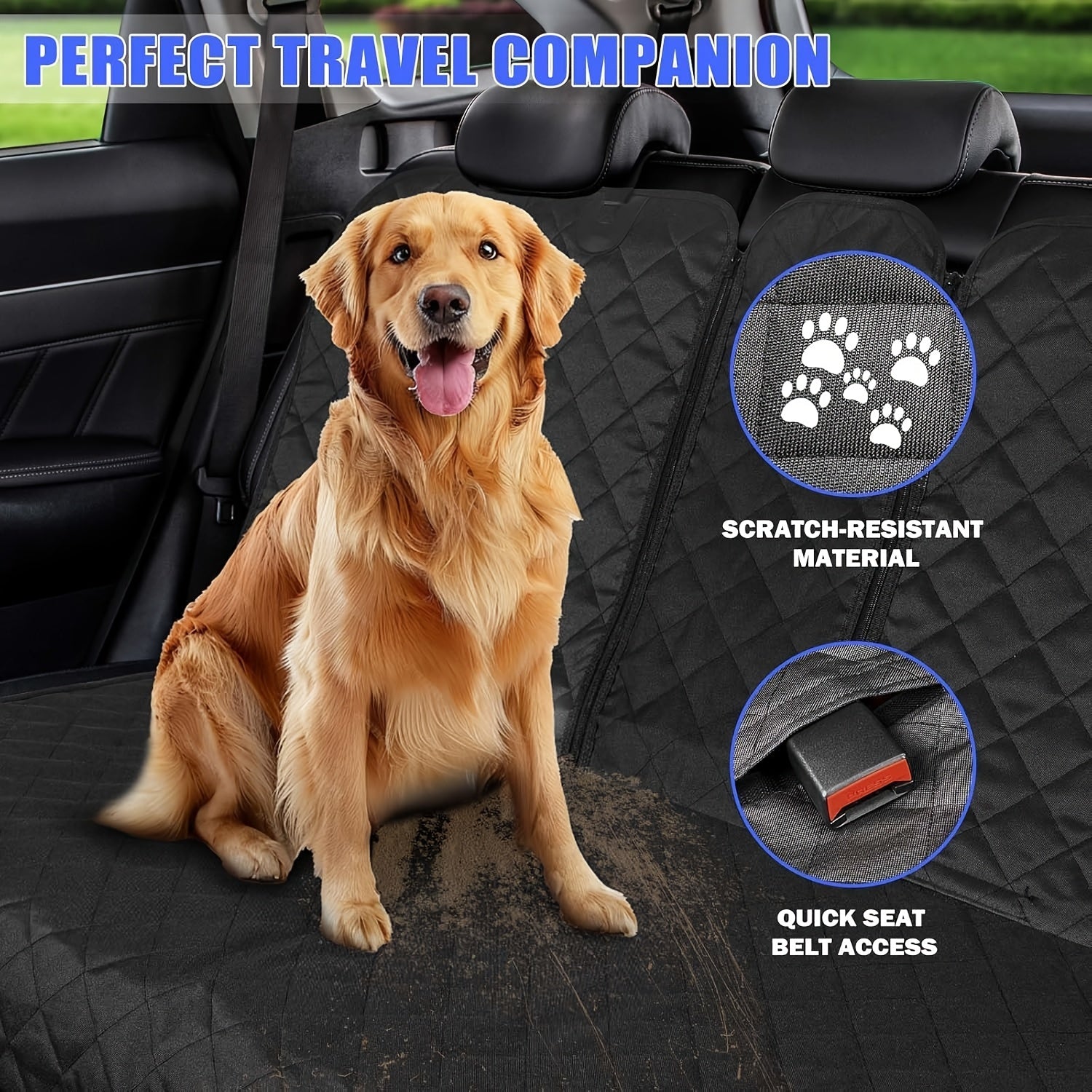 Universal Quilted Car Rear Seat Cushion Heavy Duty Polyester Adjustable