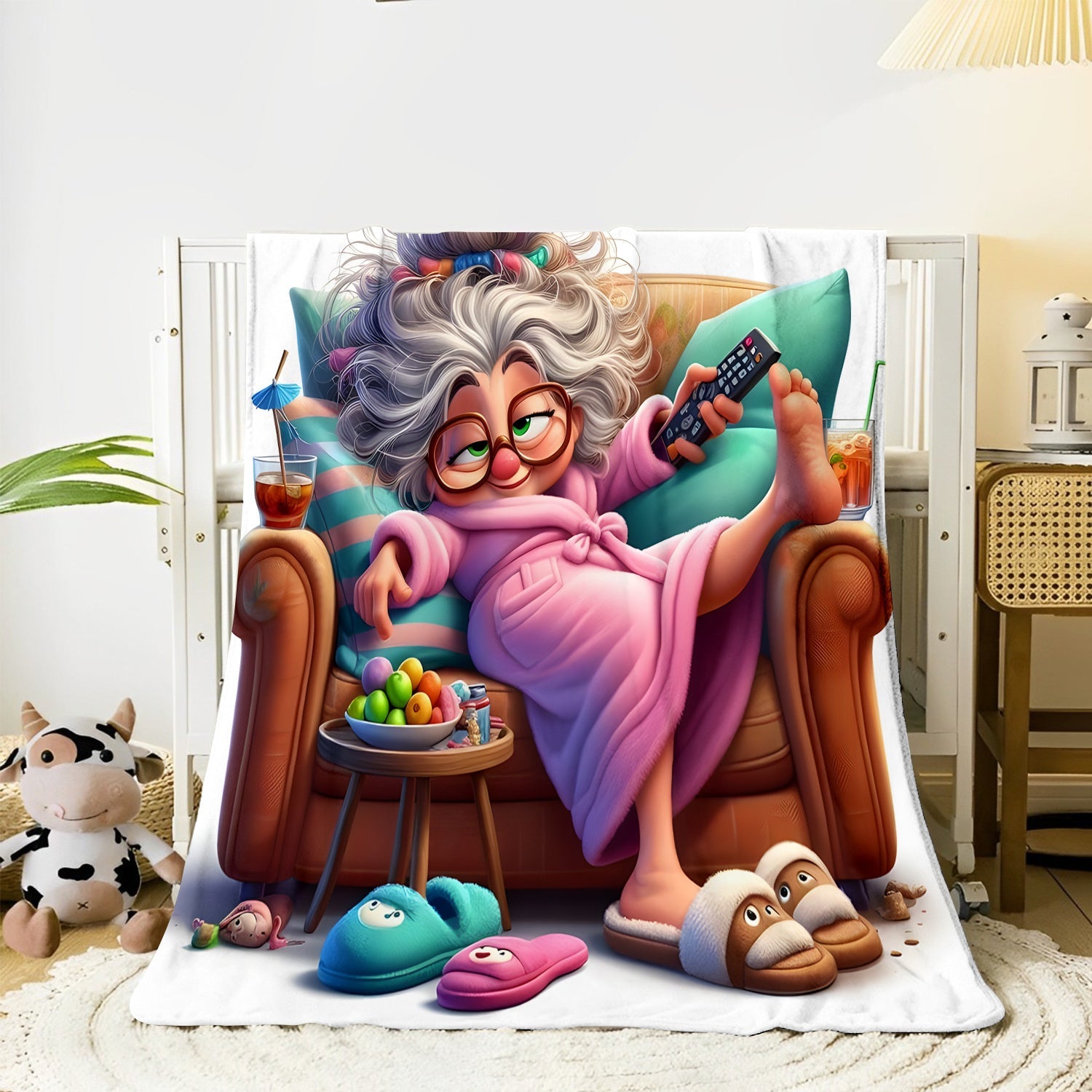 Lightweight Flannel Throw Blanket Cozy Warm Versatile for Couch Bed Travel