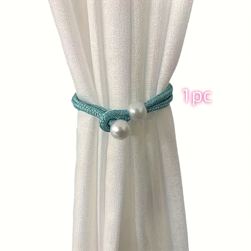 Decorative Curtain Binding Rope with Pearl Accents, 1 or 2 Pieces, Elegant Window Accessory