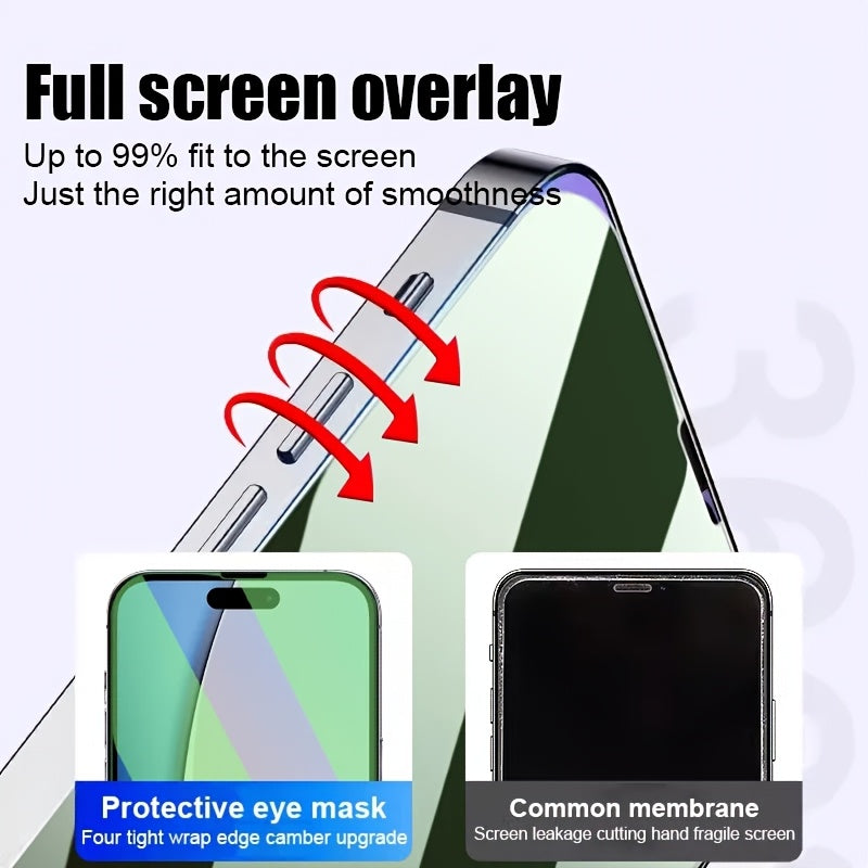 4-Pack Green Light Privacy Screen Protector for iPhone 9H Tempered Glass Full Coverage