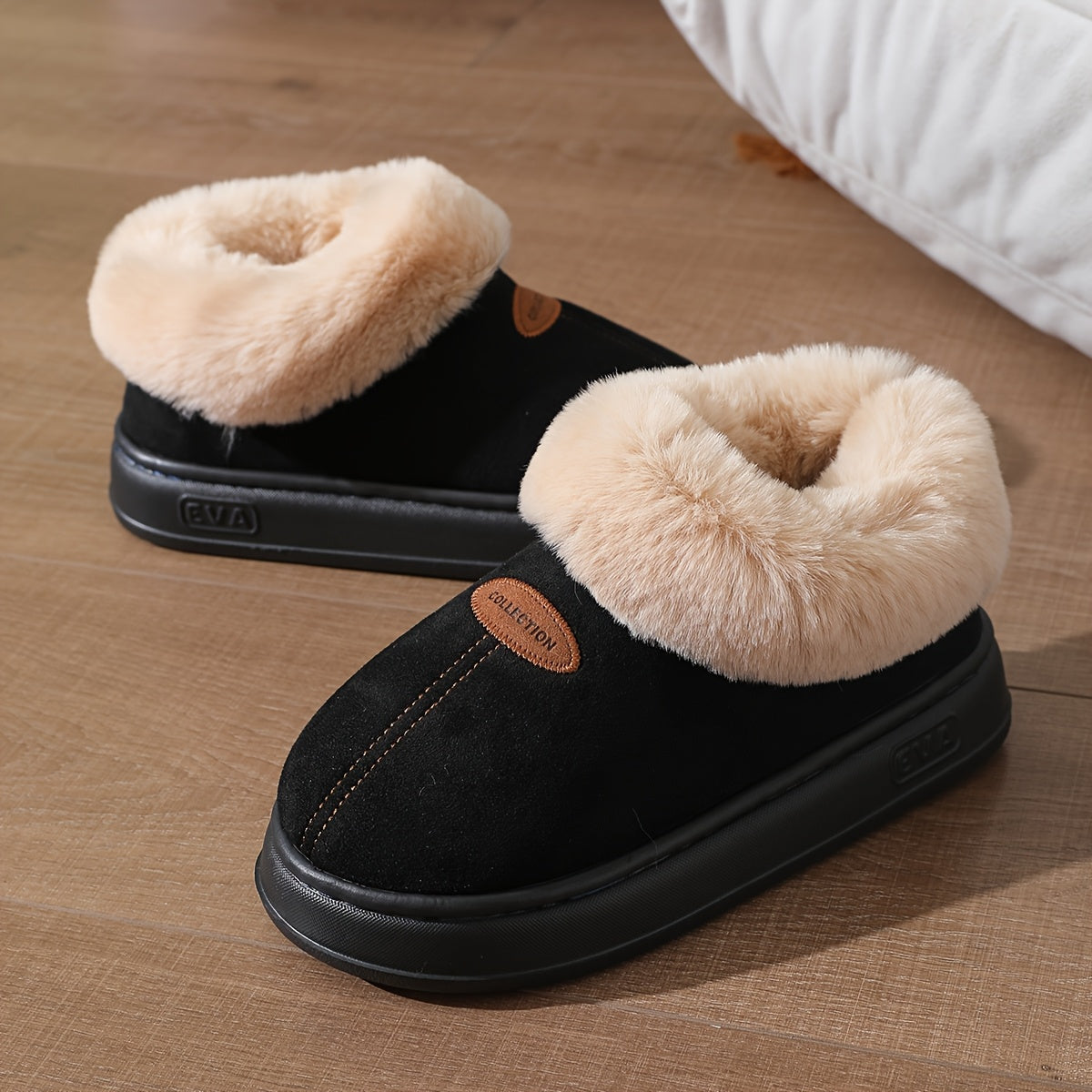Women's Snow Boots Faux Fur Thick Sole Non-Slip Indoor Outdoor Slippers