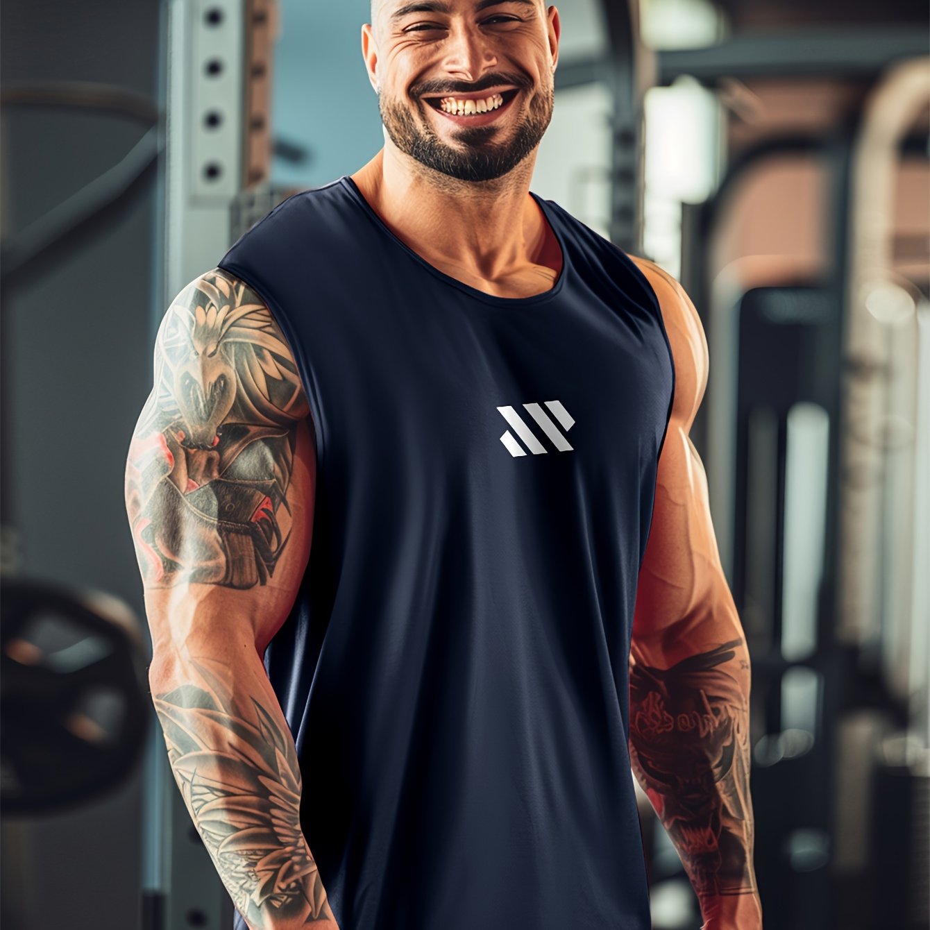 Men's Sleeveless Tank Top with Stripe Pattern Quick Dry Summer Fitness Outdoor Running