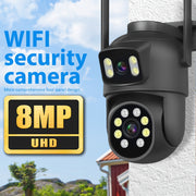 8MP Dual Camera Wi-Fi Outdoor Indoor Security Camera with Two-Way Audio Night Vision Motion Tracking Memory Card Support