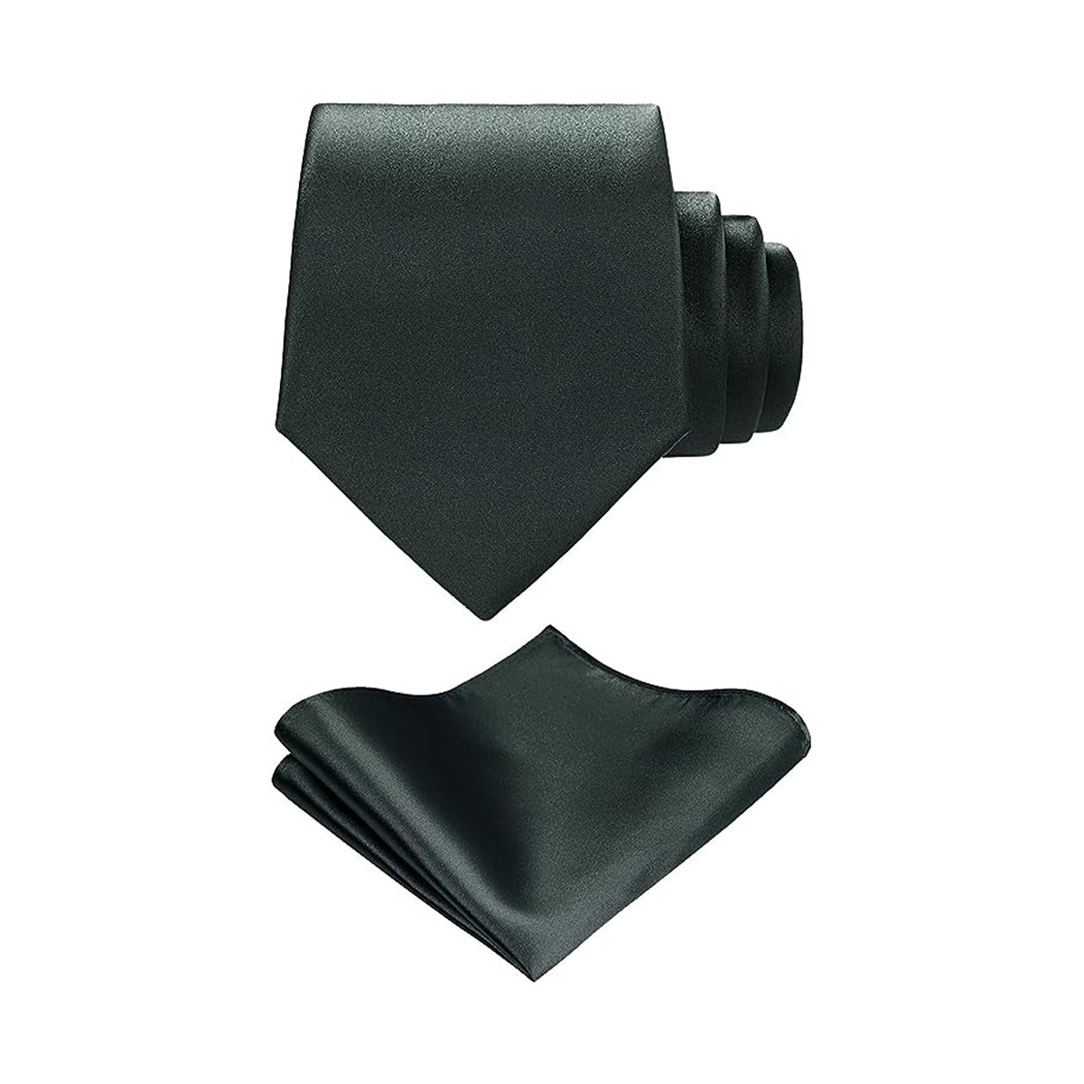 Men's Plain Color Tie and Pocket Square Set with Handkerchief and Business Tie