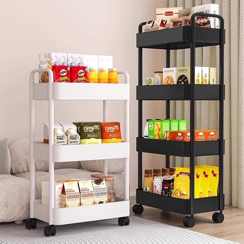 White 5-Tier Storage Rack on Wheels for Kitchen Bathroom and Living Room