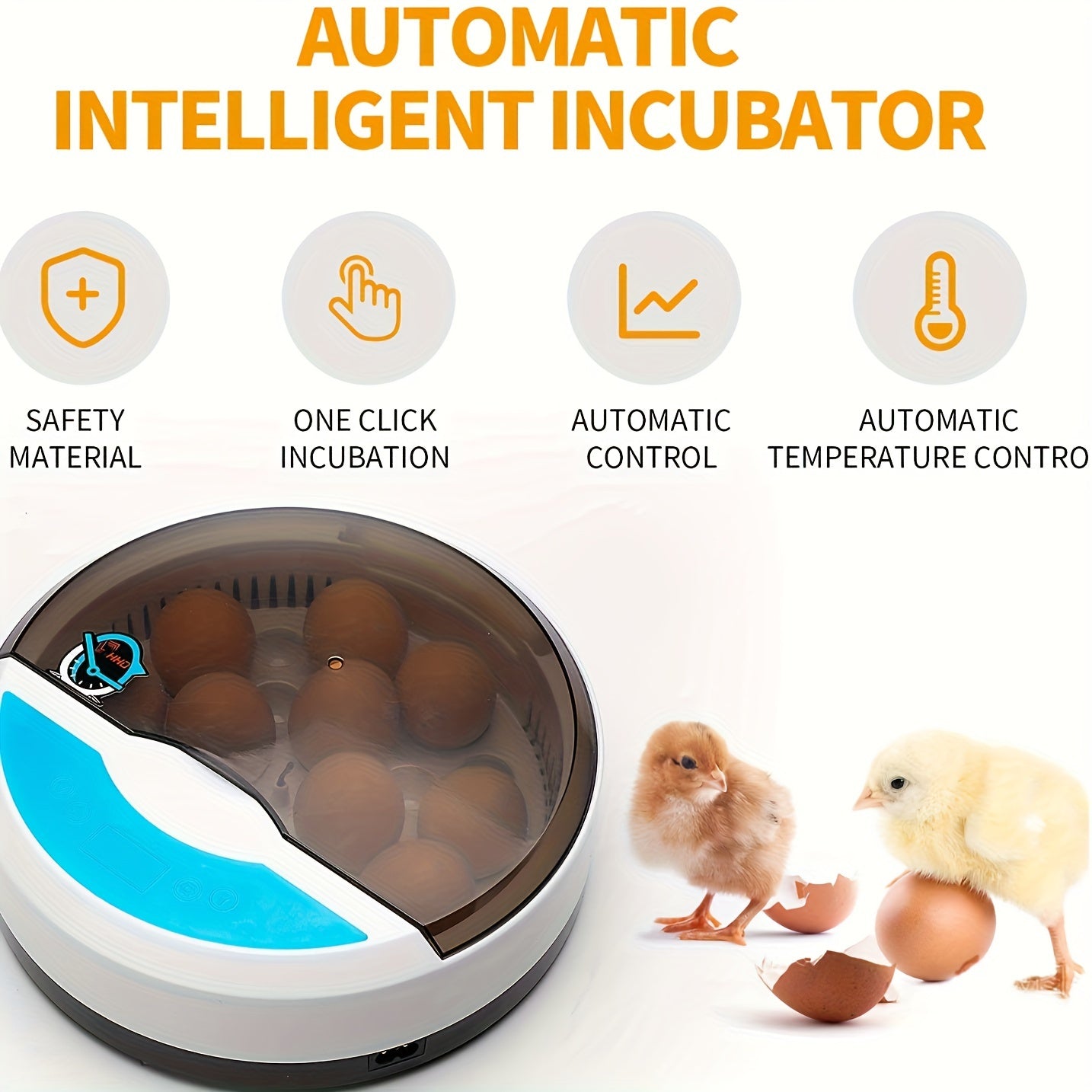 Yangi tuxum inkubatoru, havo aylanishi va bir xil isitish, LED yoritish, tovuq, o'rdak, quyon va hind tovuqlari tuxum qo'yish uchun mos.