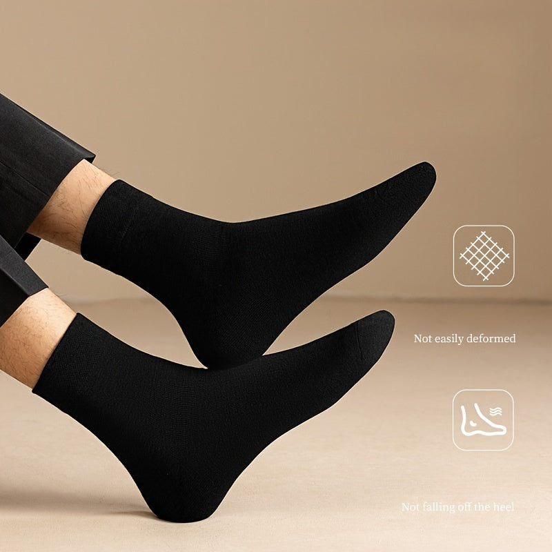 6 Pcs Men's Breathable Cotton Blend Crew Socks Black Sweat-Absorbent Odor-Resistant Comfortable