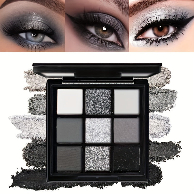Women Smoky Eye Eyeshadow Palette 9 Colors Matte Glitter Long Lasting