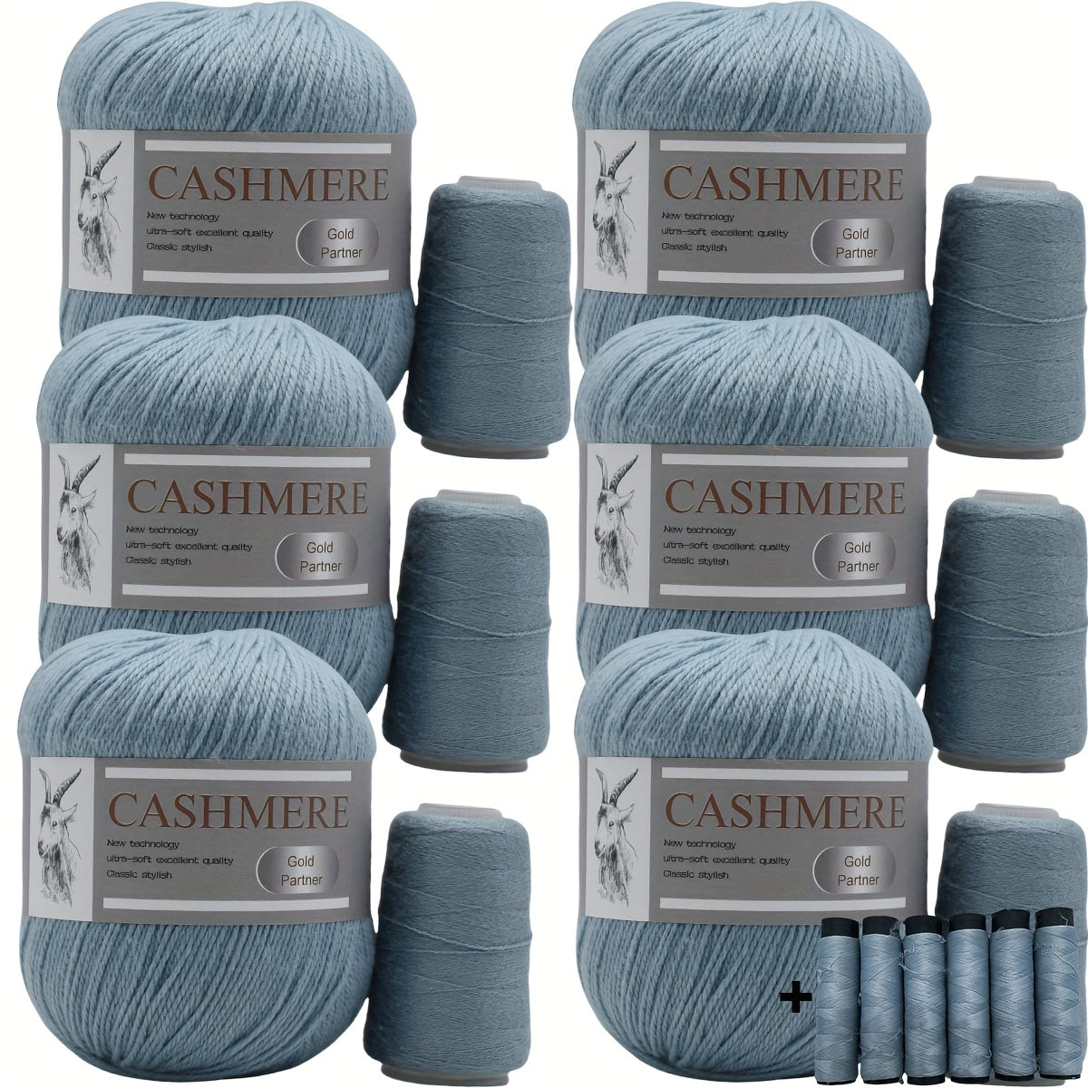 Luxurious Cashmere Yarn Set for Knitting and Crocheting Multicolored 6-Pair Bundle