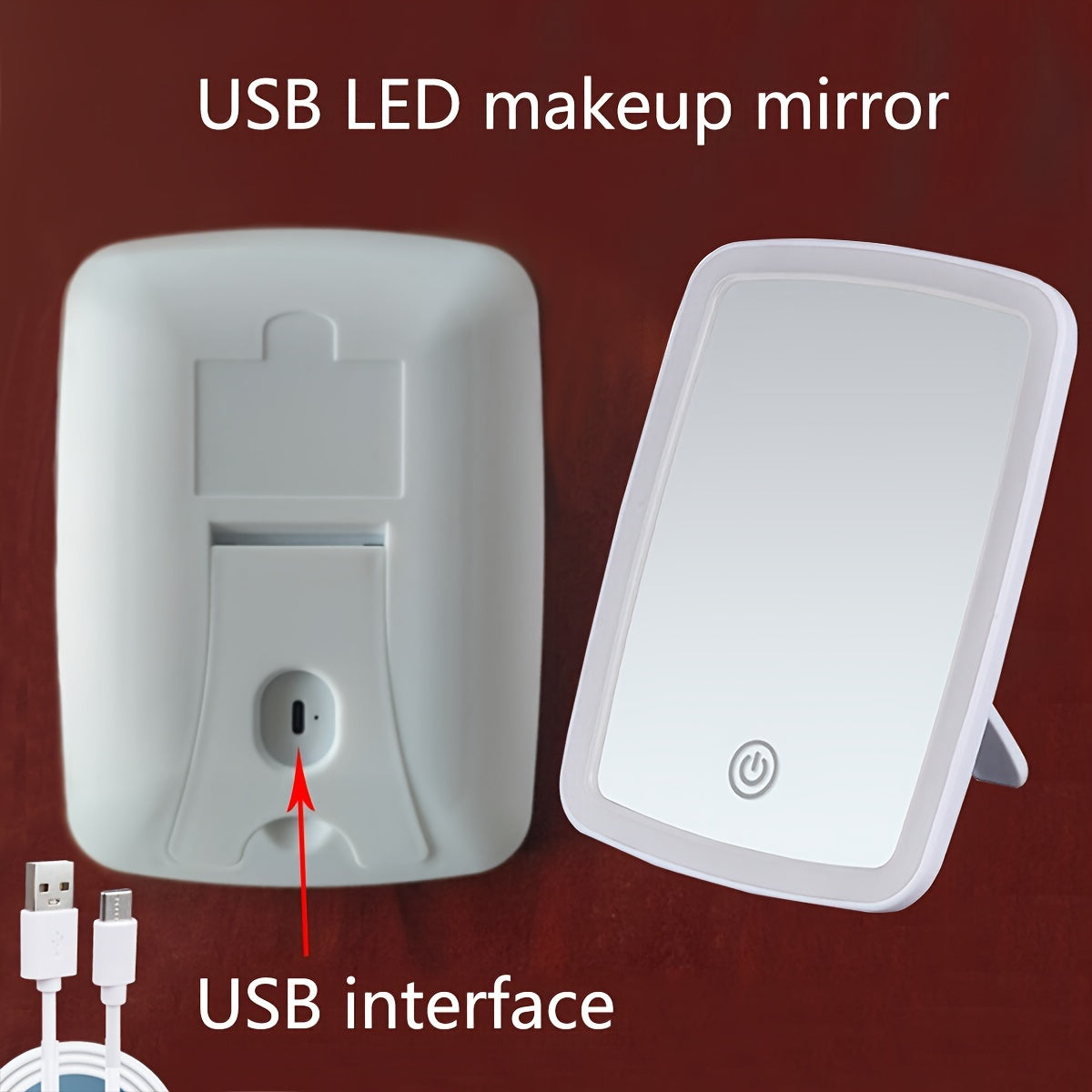 White LED Makeup Mirror with Adjustable Lighting Touch Control Portable Design