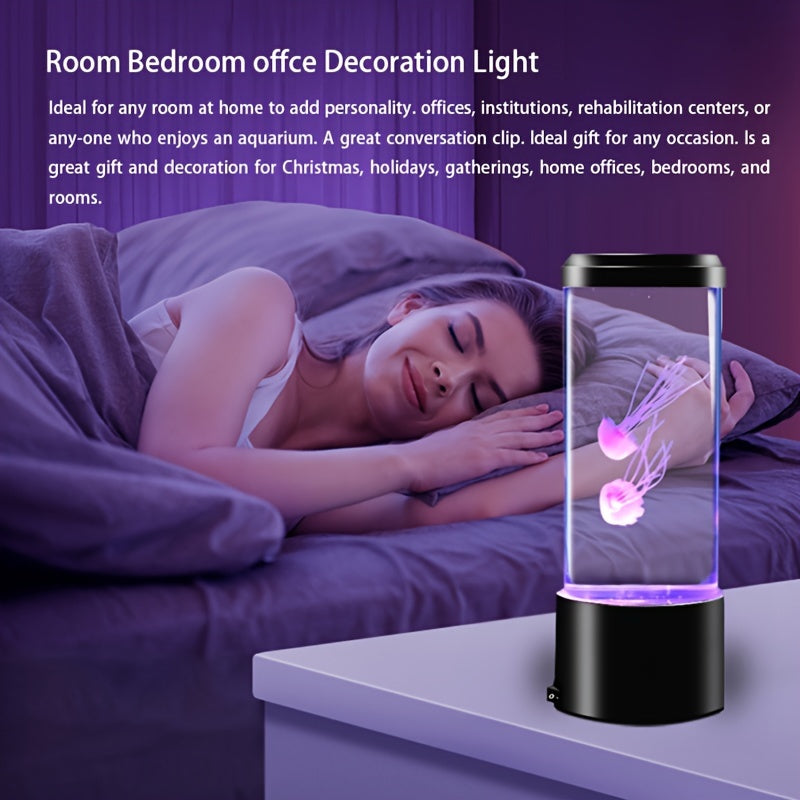 LED Jellyfish Lava Lamp with Color Changing LED Mood Light USB Battery Powered Indoor Decor Night Light