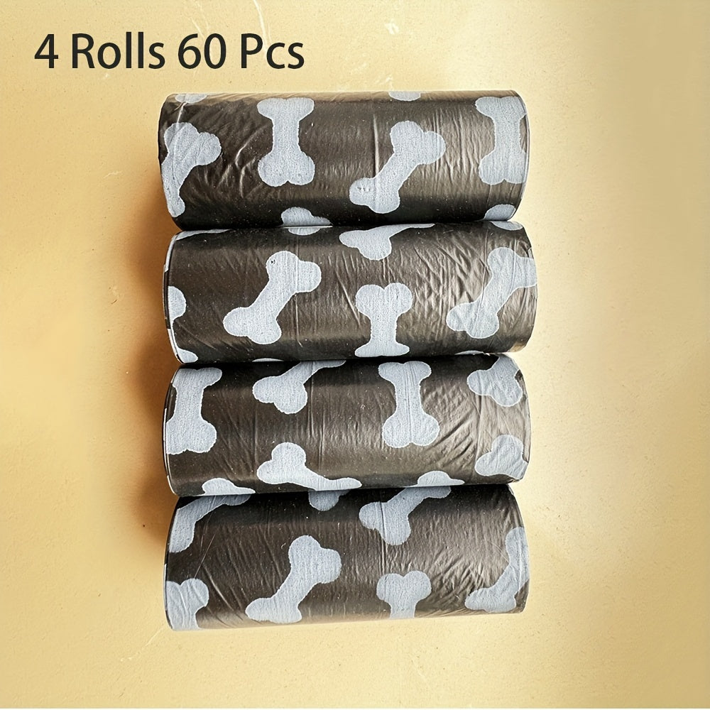 60-Pack Dog Waste Bags Leak-Proof Bone Print Easy-Tear Polyethylene Outdoor Cleanup