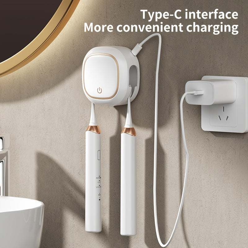 Wall-Mounted UV Toothbrush Holder with USB Rechargeable Drying Function