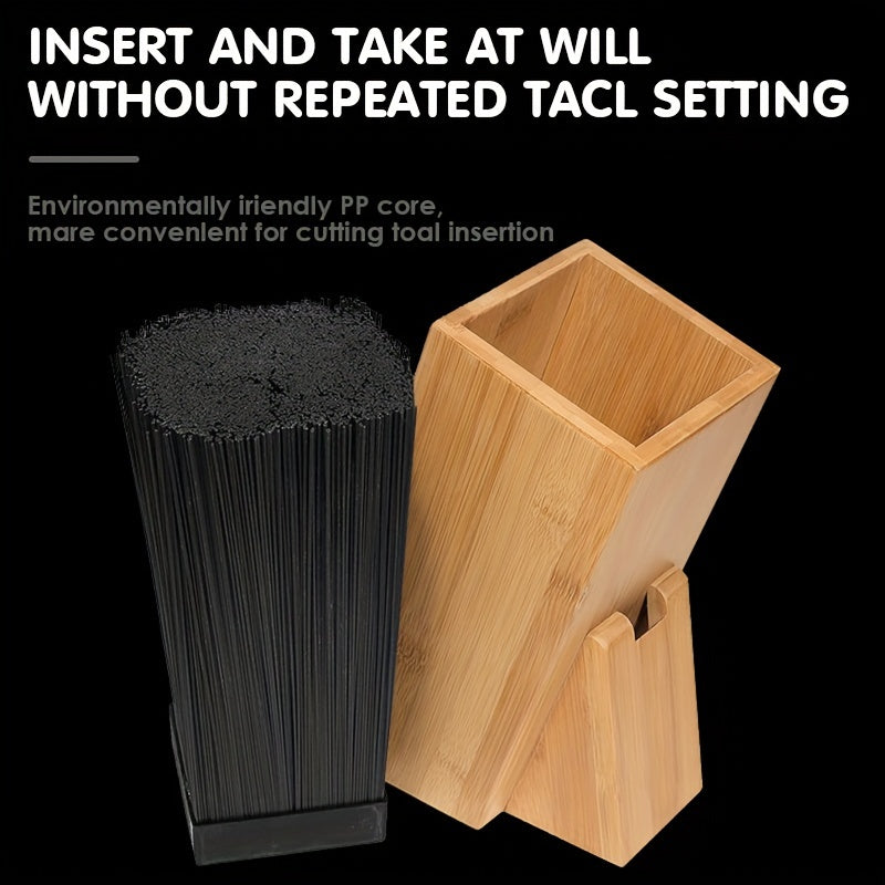 Bamboo Knife Stand with Removable Insert, Universal Fit, Easy to Clean