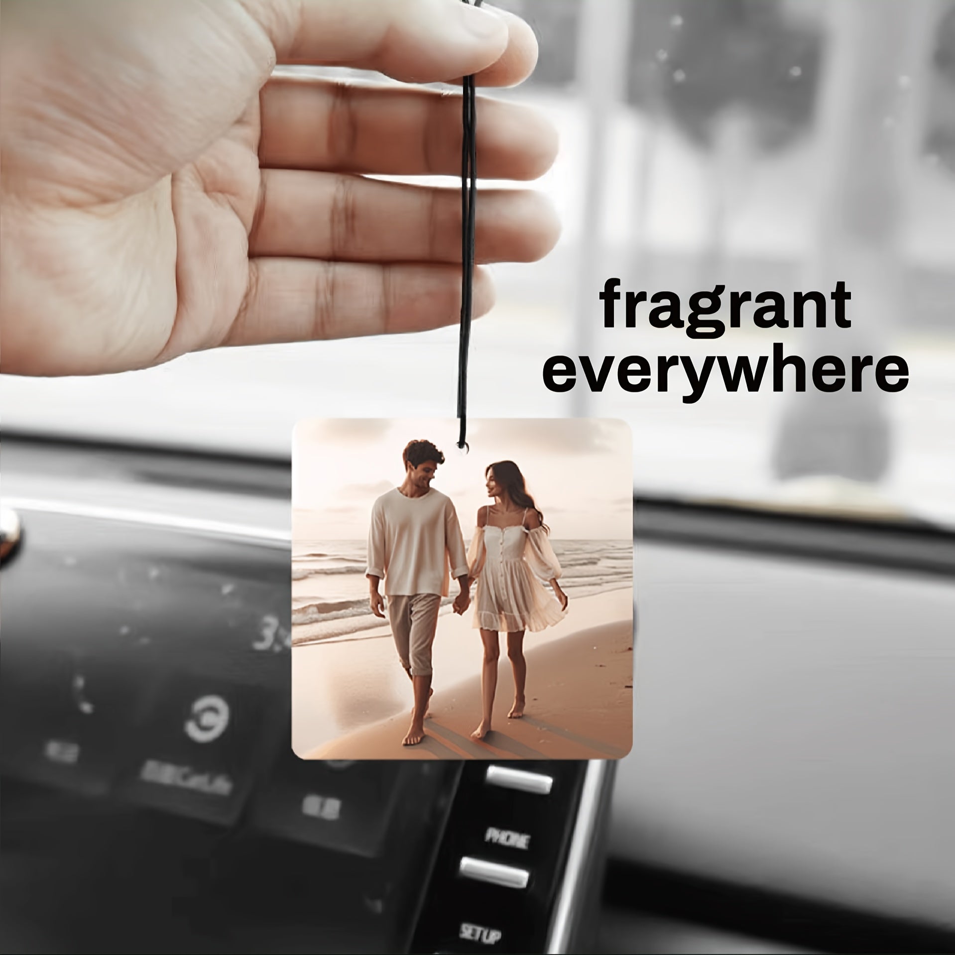 Custom Heart-Shaped Car Air Freshener Double-Sided Photo Scent For Home Wardrobe