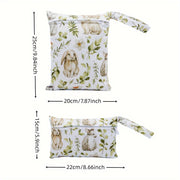 Waterproof Baby Diaper Bag Set with Rabbit Print Cloth Nappy Bag Wet Dry Pouch Cosmetic Toiletry Bag