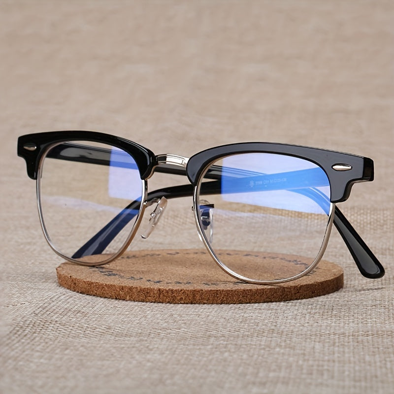 Black Retro Square Eyeglass Frame for Women and Men Anti-Blue Light Computer Glasses