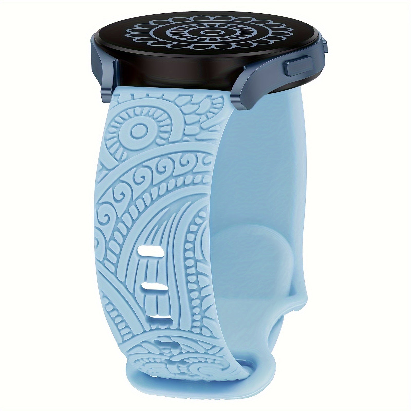 Women's 20mm Silicone Floral Engraved Smartwatch Band Compatible with Samsung Galaxy Watch Models