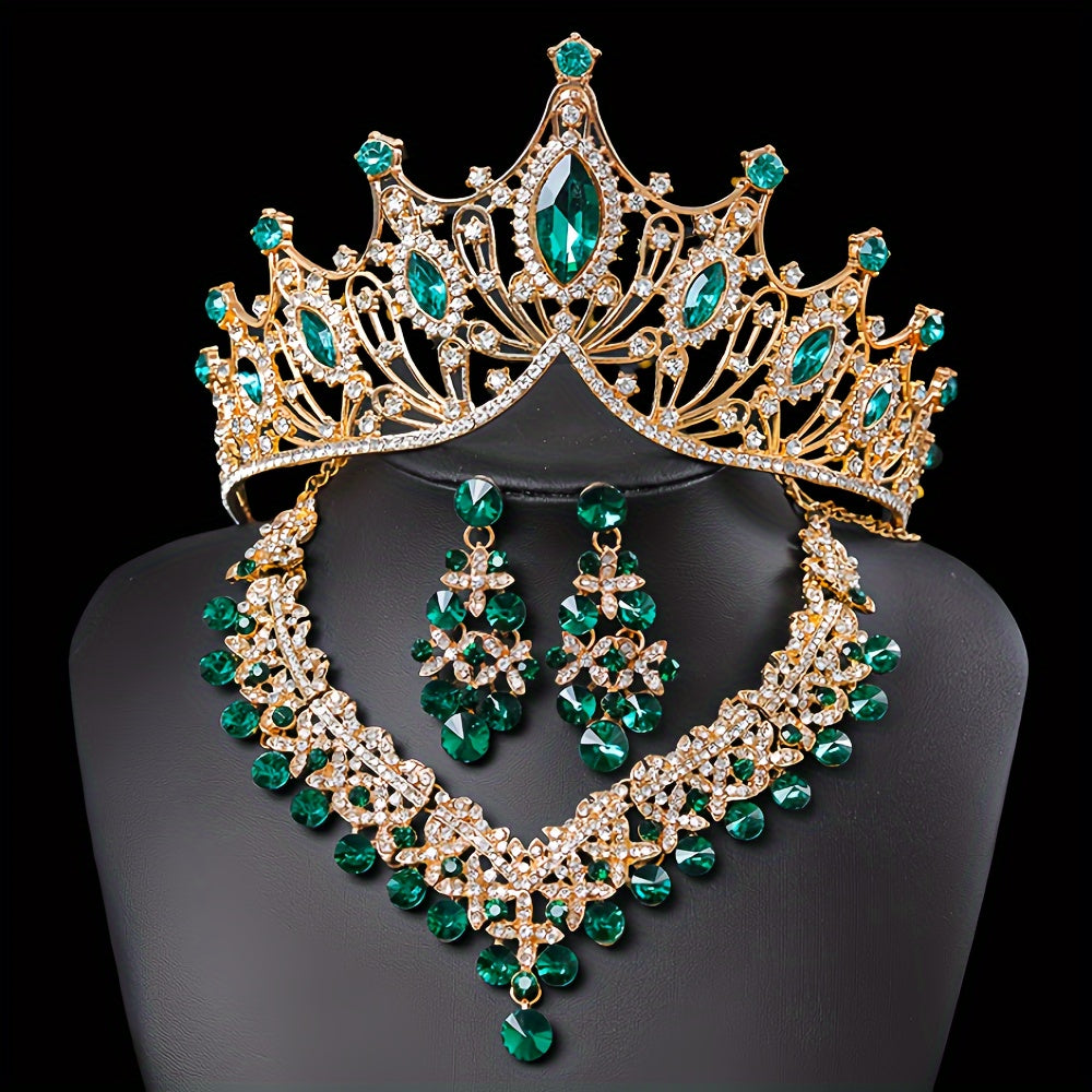 Bridal Jewelry Set Necklace Earrings Tiara Rhinestone Wedding Accessories