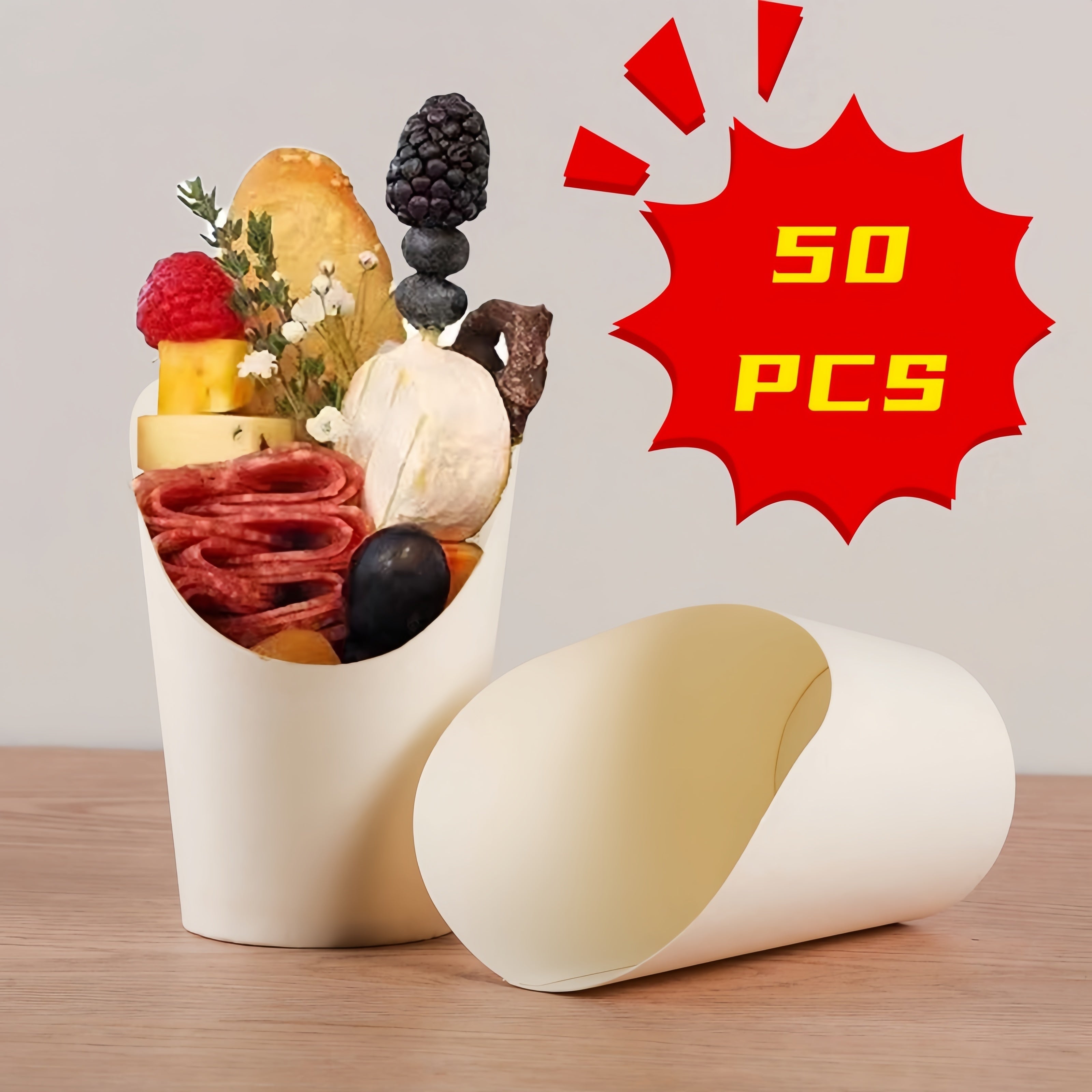 50 French Fry Racks and 12oz Disposable Paper Cups for Food Service