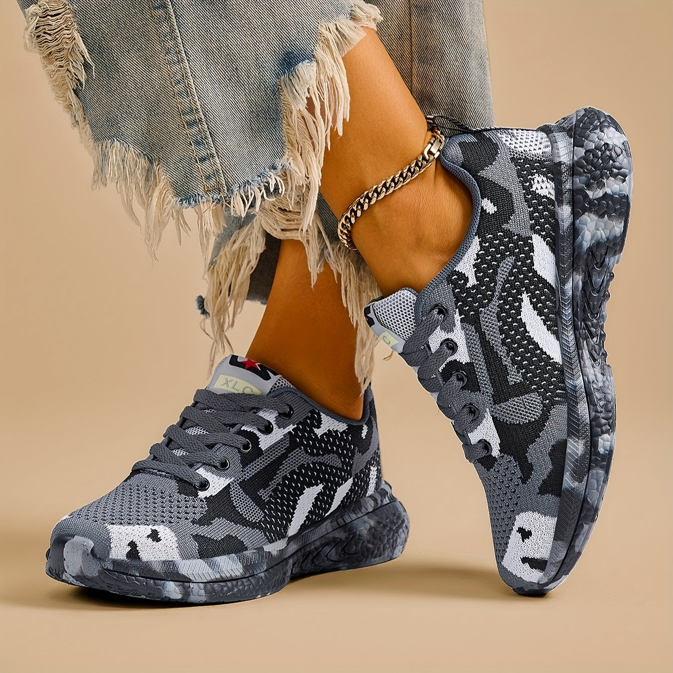 Women's Camo Mesh Sneakers Lightweight Comfort Breathable Shoes