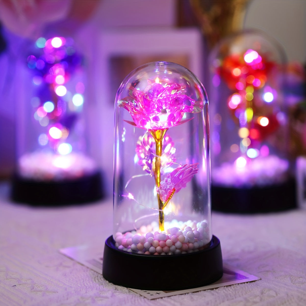 LED Rose Flower Night Light Battery Operated for Bedroom Decor Gifts