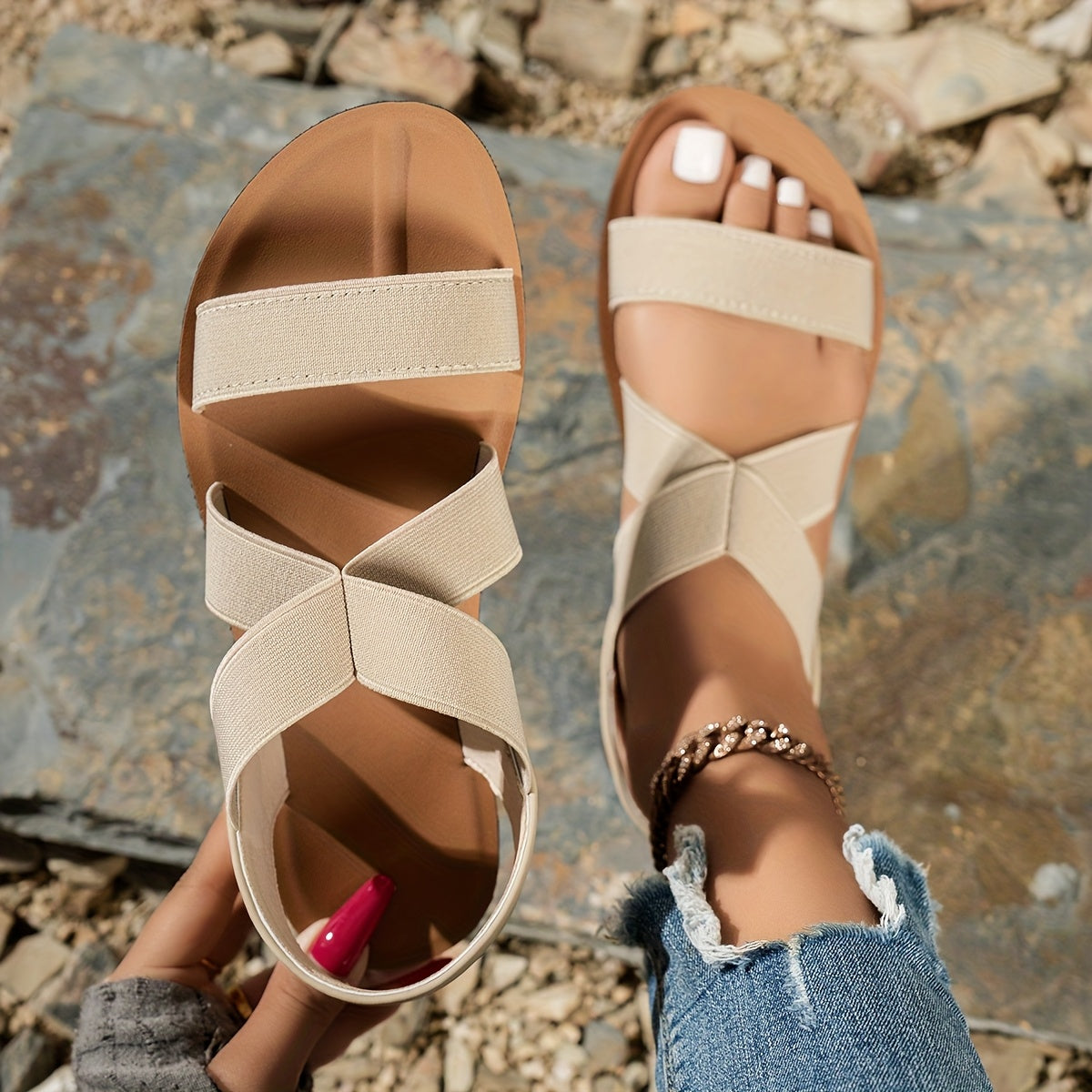 Women's Elastic Comfortable Casual Sandals for Home Outdoor Beach