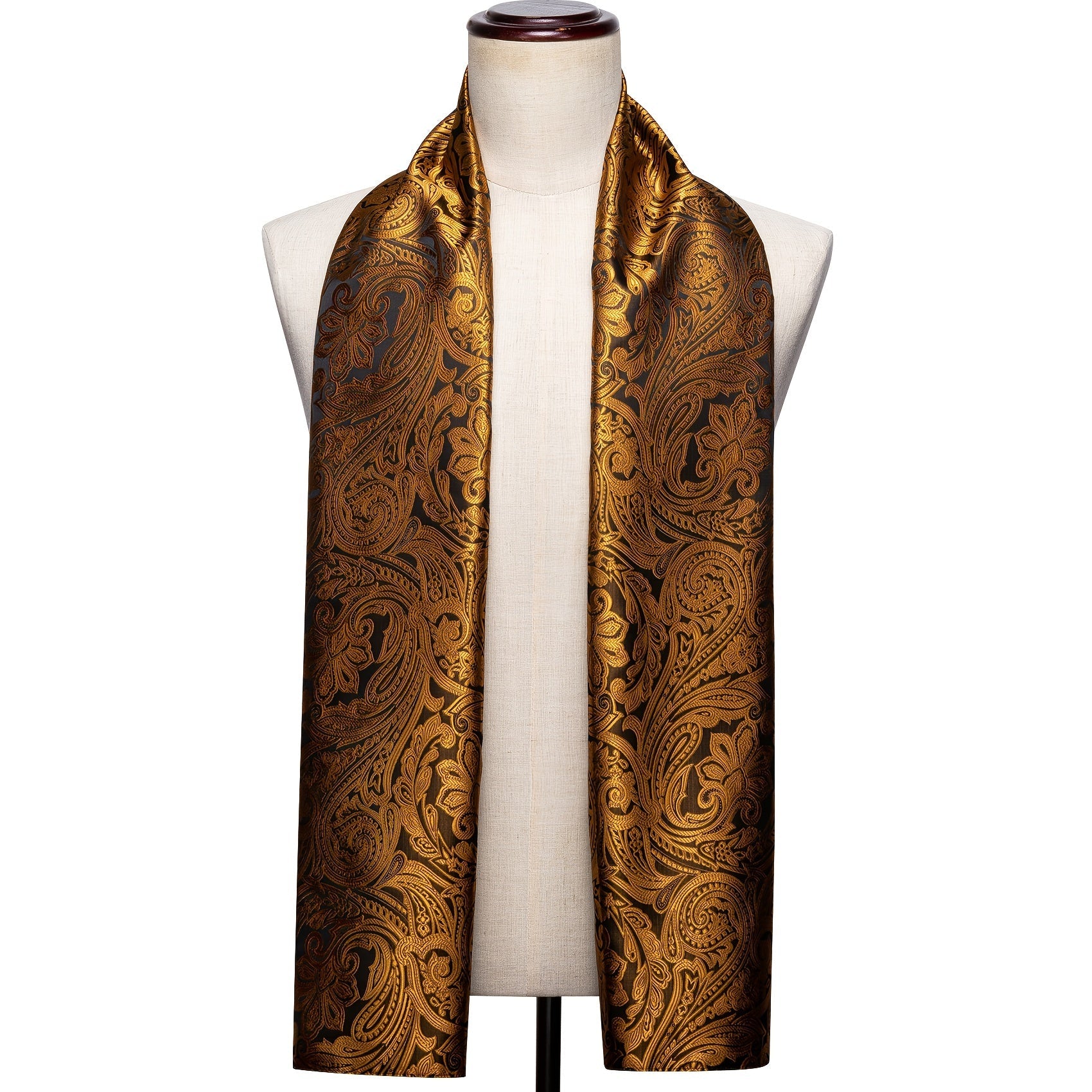 Men's Black Jacquard Paisley Floral Scarf for Autumn Winter