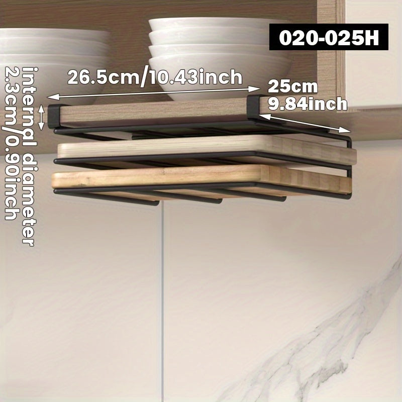 O'zingizning oshxonangiz va hammomingizni osonlik bilan tashkil qiling, 1 dona joyni tejovchi oshxona tokchasi bilan, kesish taxtasi, qozon qopqog'i va shkaf eshigi osish imkoniyati bilan.