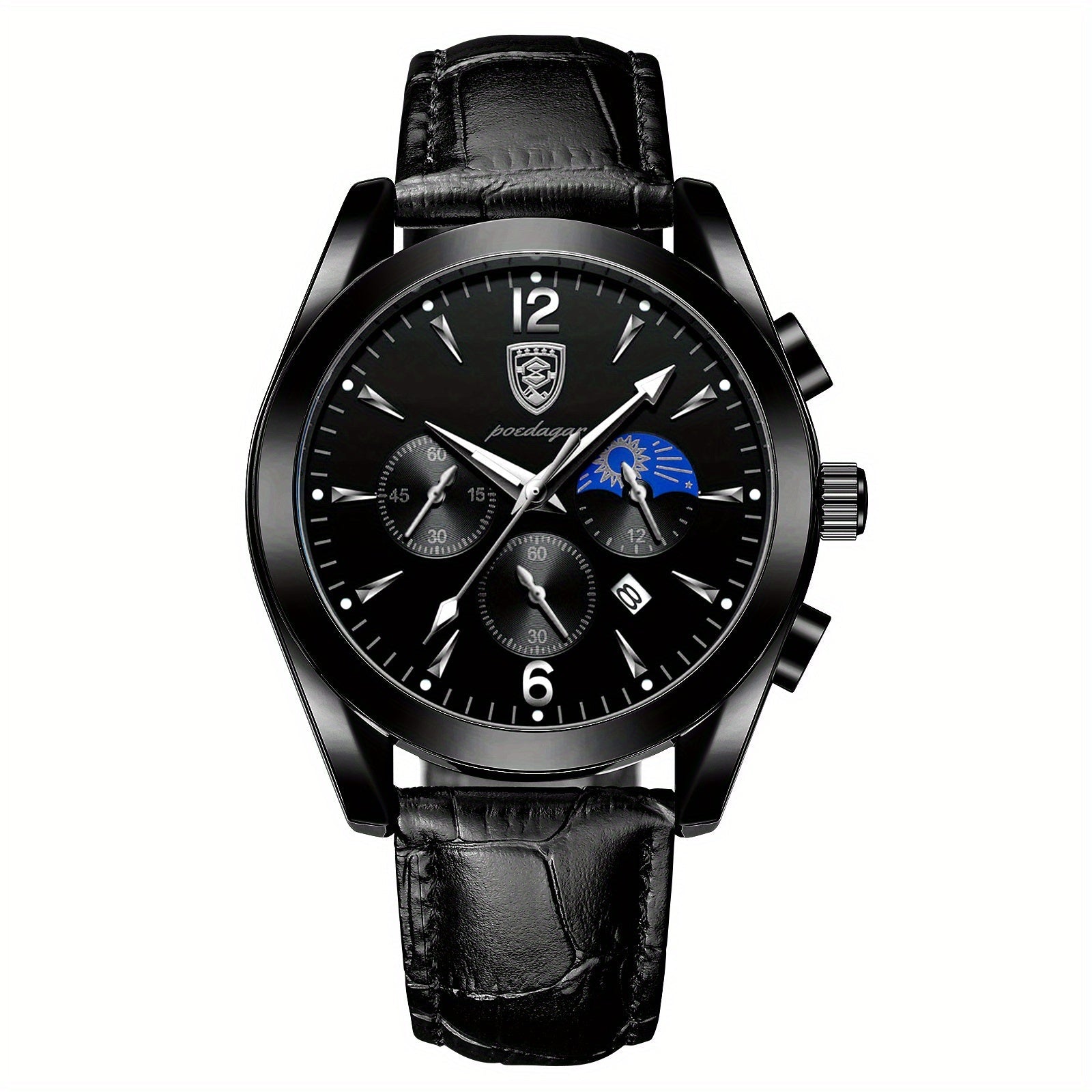 Men's Stainless Steel Quartz Watch with Glow Calendar and Gift Box