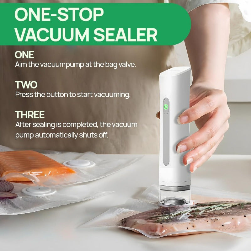 Portable Handheld Vacuum Sealer with 10 Reusable Pouches for Camping and Home