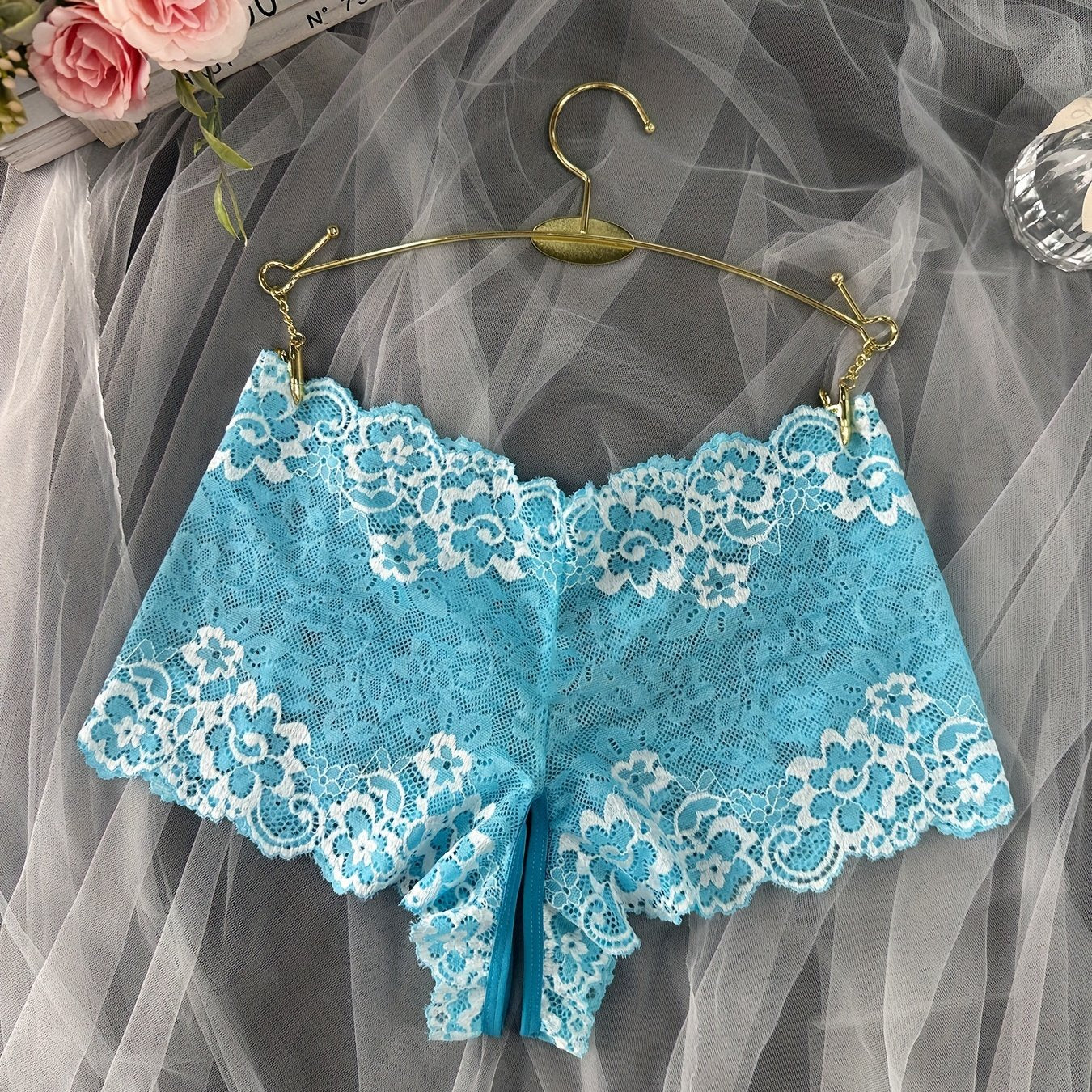 Women's Lace Cross Detail Briefs Light Support Polyester Blend Solid Color