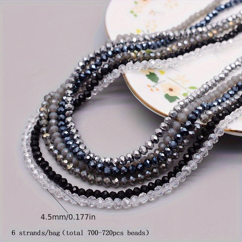 720 Pieces Faceted Glass Rondelle Beads 4mm for Jewelry Making and Crafts