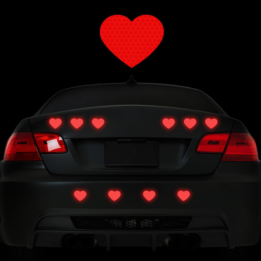 10Pcs Reflective Heart Shaped Vinyl Car Motorcycle Helmet Decals