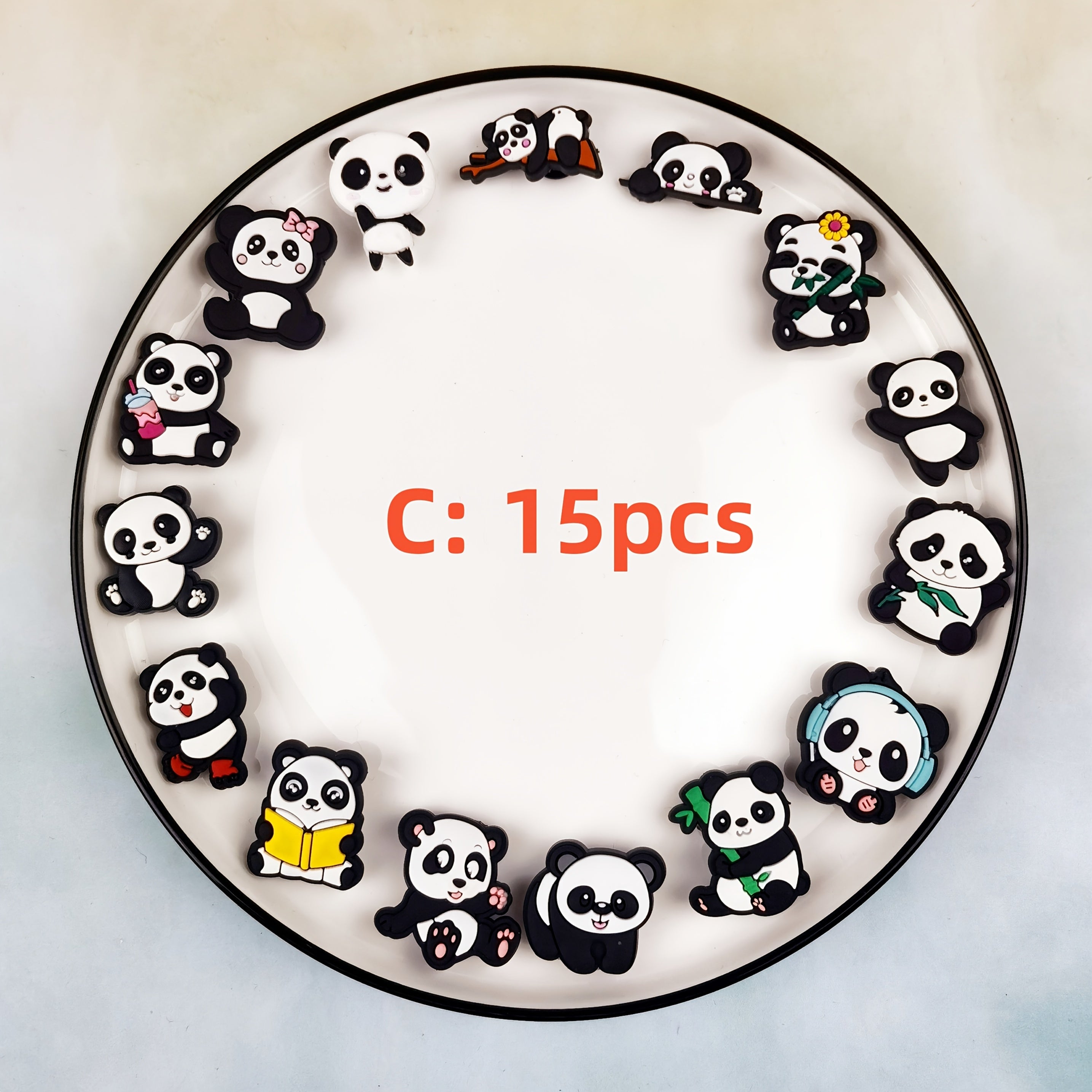 Animal Lovers DIY Panda Charm Set for Slippers and Jewelry, Non-Repetitive, Multiple Sizes