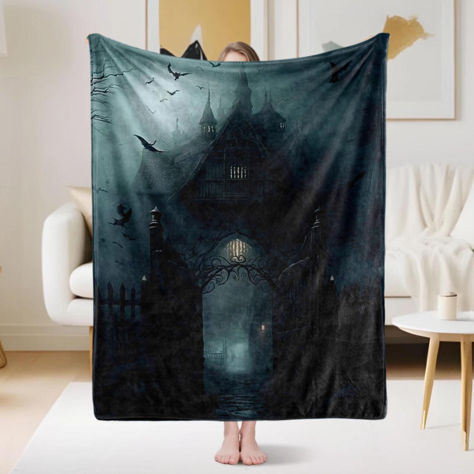 Electric Gothic Flannel Throw Blanket with Bold Print, Soft, Machine Washable