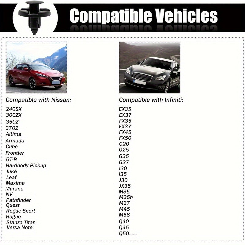 50pcs Black 8mm Car Mud Flap Clips Heavy-Duty Plastic Fasteners