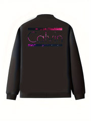 Plus Size Women's Casual Baseball Collar Zip-Up Jacket Black Pink All-Season Outerwear