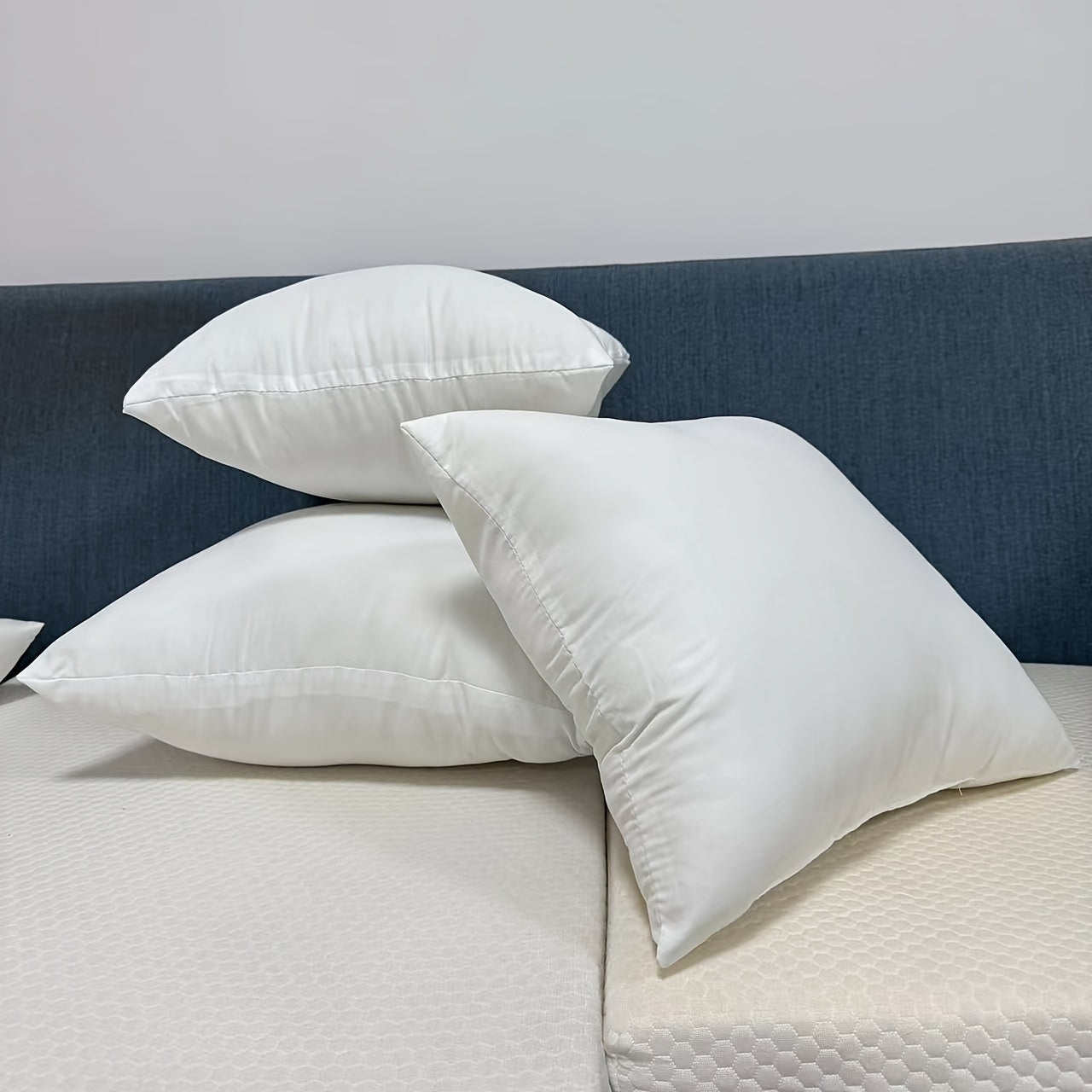 Set of 2 White Cushion Inserts for Sofa and Bed, Living Room Decor