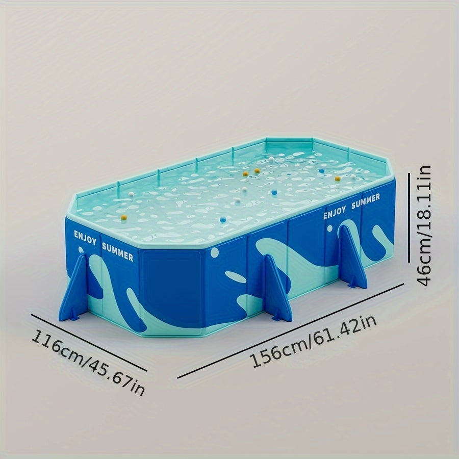 Inflatable Rectangular Pool for Ages 14+ Durable PVC Family Pool 21L-100L
