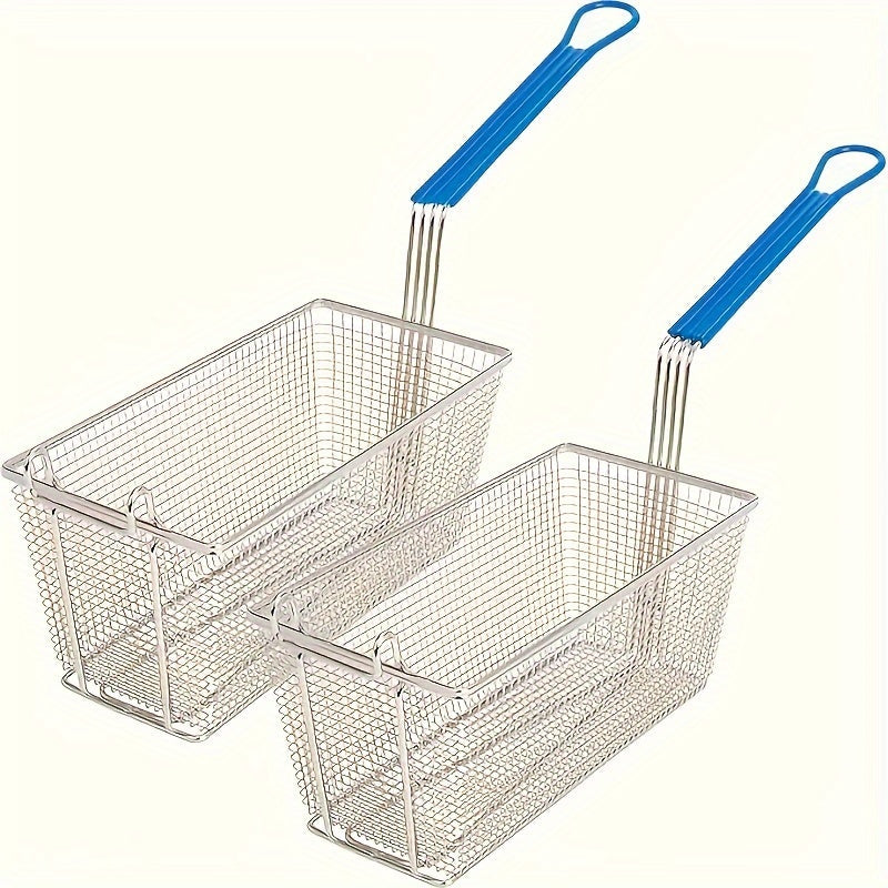Cast Iron Deep Fryer Baskets Set with Dip Handles, Dishwasher Safe, Clear Finish