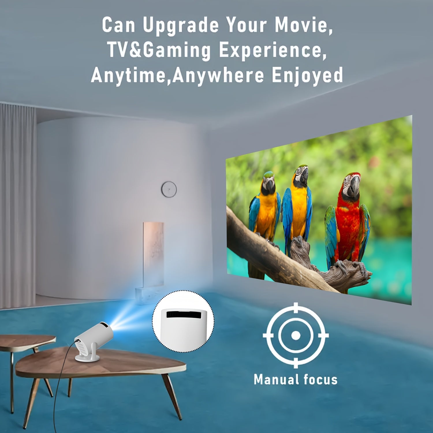 Mini Portable Smart Projector for Outdoor Movies with Fast Focus