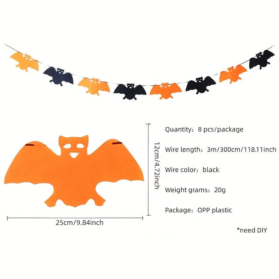 Halloween Felt Banner Decorations Set with Bat Pumpkin Skull Spider for Party