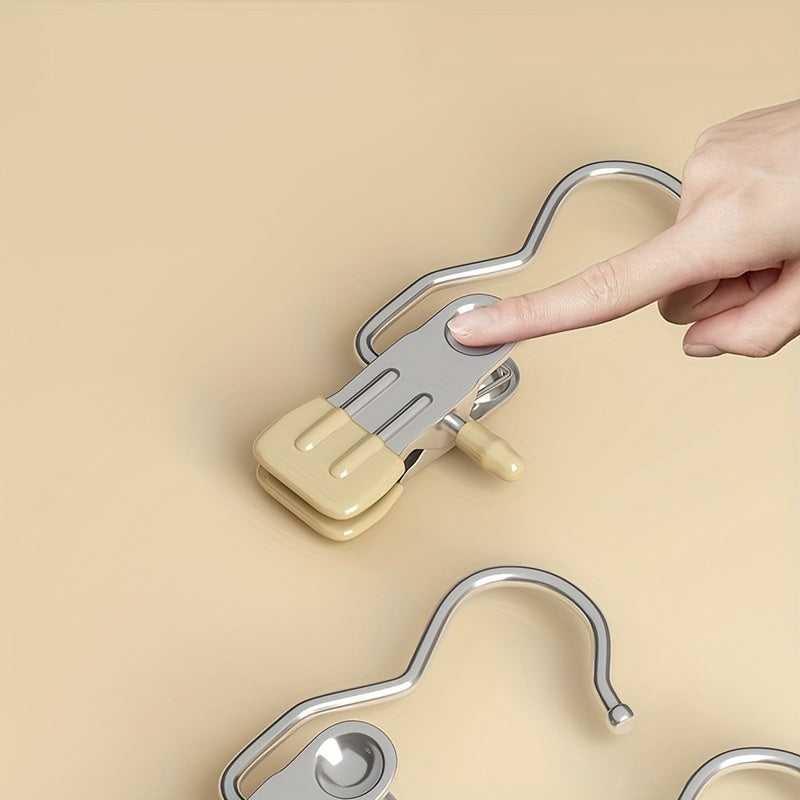 Set of 20 Stainless Steel Clothes Hangers with Non-Slip Clips for Wardrobe Organization