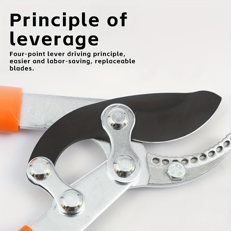 Long-Handled Garden Pruning Shears for Hedges and Branches with Carbon Steel Blades