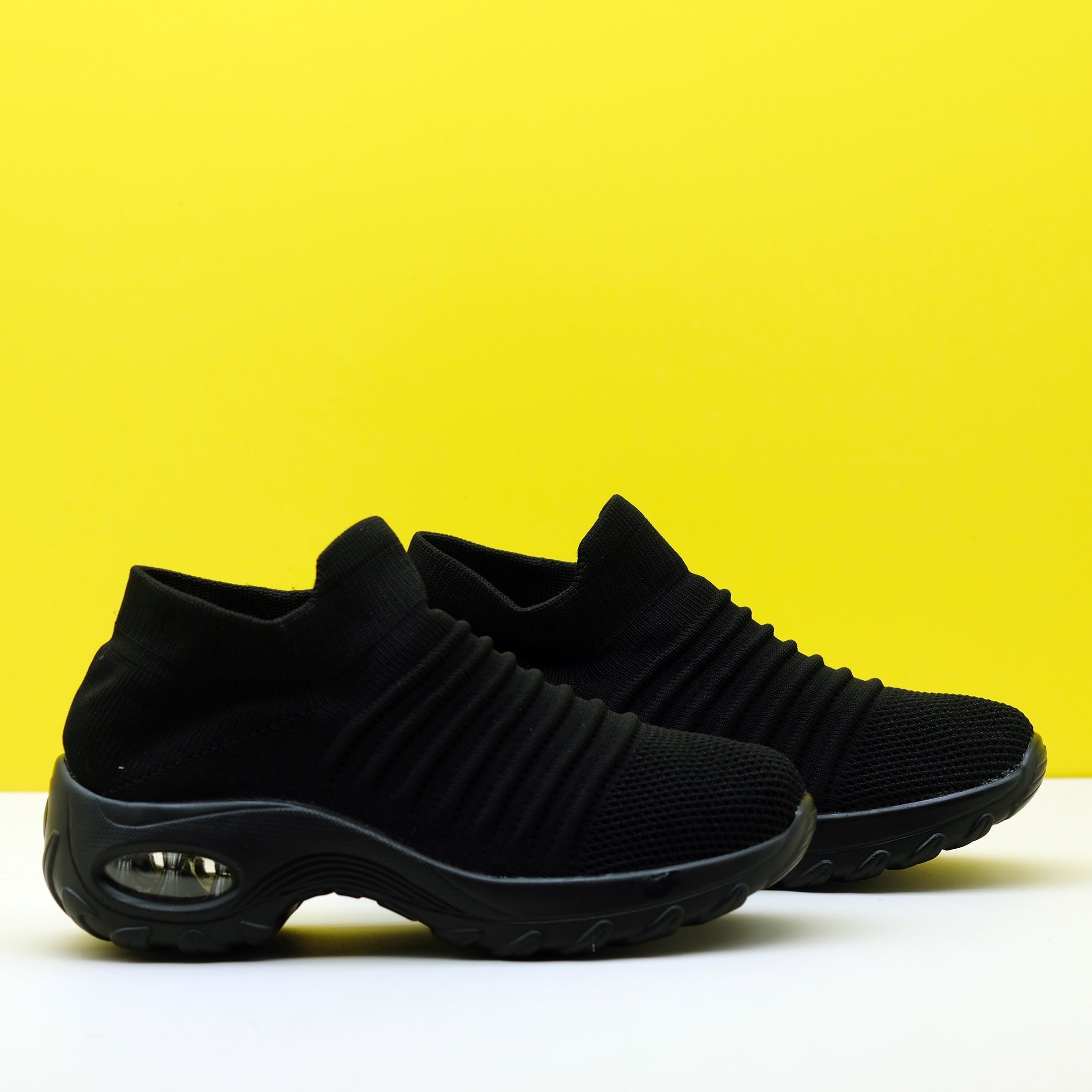 Women's Striped Pattern Chunky Sneakers Casual Slip-On Outdoor Shoes