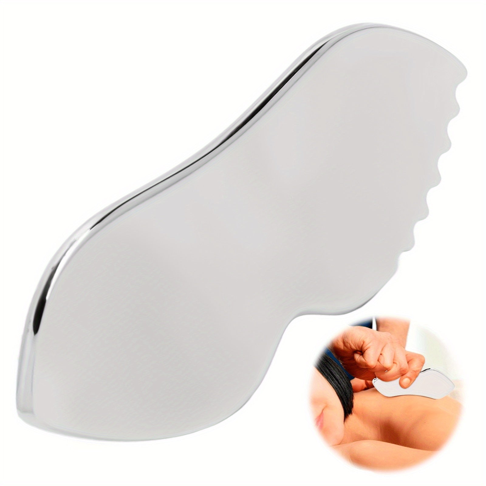Stainless Steel Gua Sha Board with Teeth Fascia Knife Facial Massage Tool